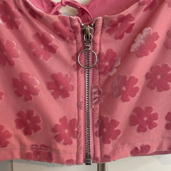 For Love and Lemons Lusk cropped burnout velvet puff sleeve top - Picture 8 of 14